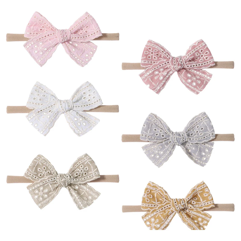 

6 Pcs Newborn Children's Baby Headband Toddler Hair Ties Fabric Infant White Tulle Bow Girl Headbands with Bows