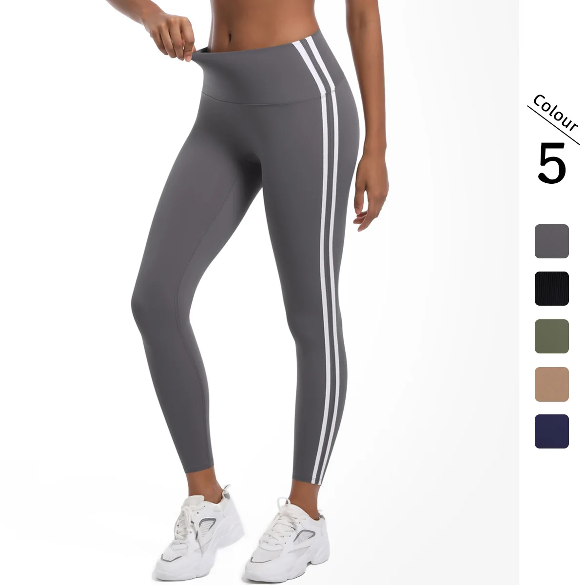 

Yoga Leggings Striped Slim Sports Pants High Waist Hip Liftting Casul Tights Workout Running Stretchy Gym Legging Women Clothes