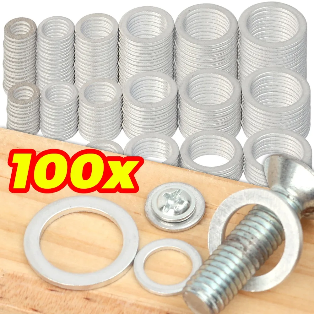 

M6-M16 Oil Pan Drain Plug Aluminum Gasket Kit High-Temperature Resistant Sealing Washers Oil Drain Bolts Leak-Proof Crush Washer