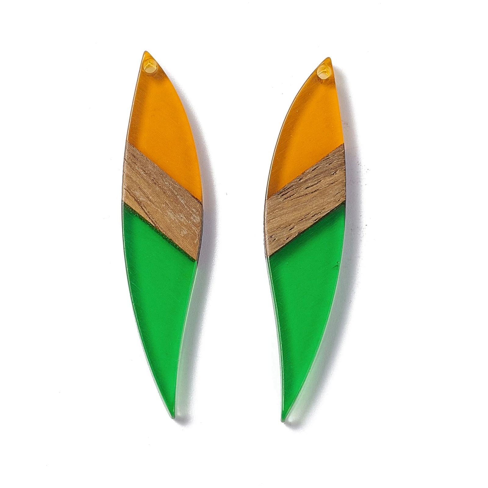 20pcs Splicing Leaf Earring Charms Resin Wood Pendant Bracelet Necklace Connector Accessories Jewelry Making