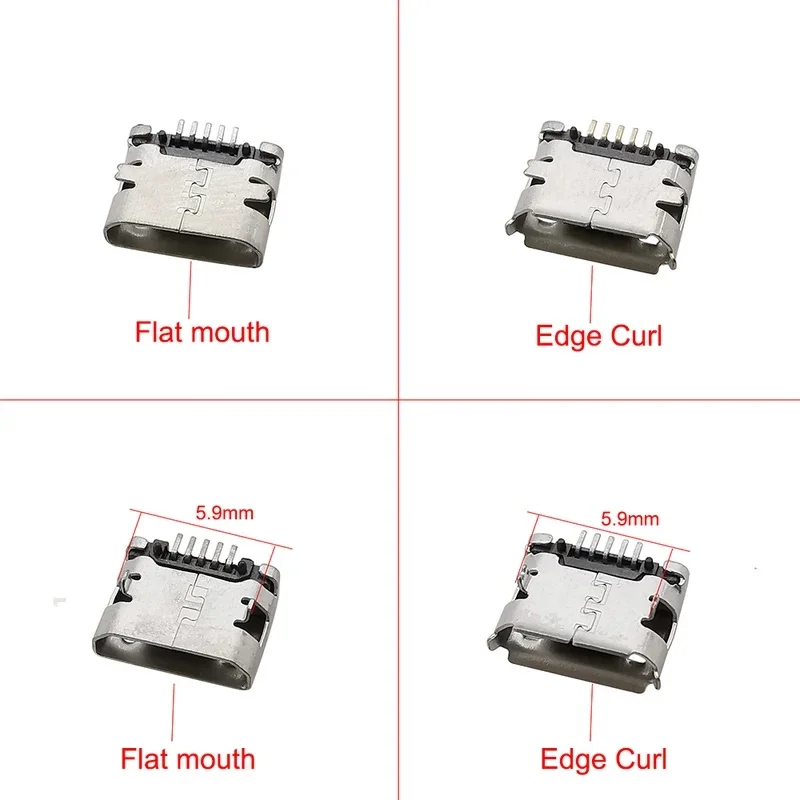 10Pcs Micro USB 5Pin Connector Charging Port SMD SMT Android Phone Data Charging Socket DIY Repair Adapter