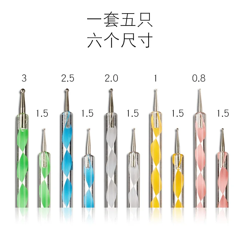 5個のクレヨンワックスプリントペンペンシル自己接着ラインストーンジェムドリルピッカーチップツールディサロンネイルアート