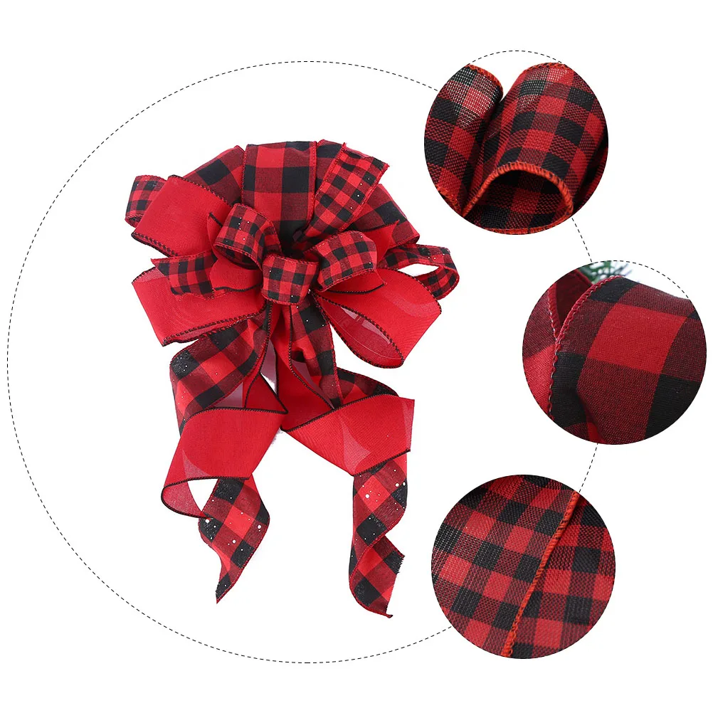 

Black Polyester Topper Christmas Decor Christmas Tree Topper Buffalo Bow Tie Treetop nament DIY Party Treetop Decor Holiday
