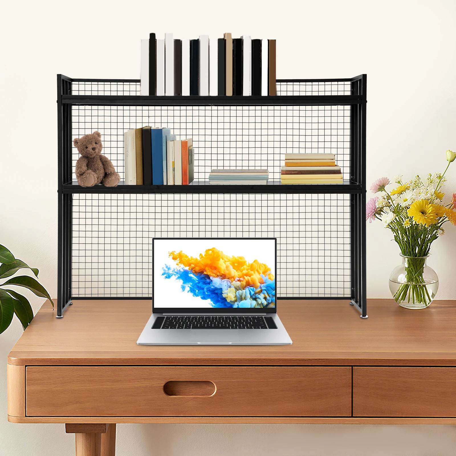 

Desktop Bookshelf Double-layer Desktop Bookshelf Home Iron Storage Rack