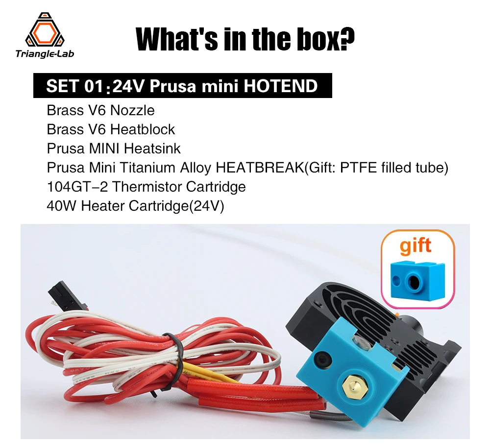 Trianglelab Prusa MINI Hotend Upgrade-Kit Titan-Legierung HEATBREAK Messing HEATBLOCK für Prusa MINI Hochtemperatur V6 DÜSE – Detail 3