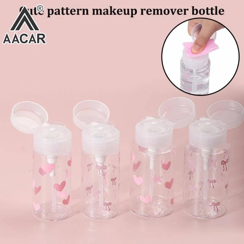 Bow Heart Press Pumping Bottle Refillable Dispenser Bottles Empty Bottle Accessories For Cleansing Oil Nail Polish Remover