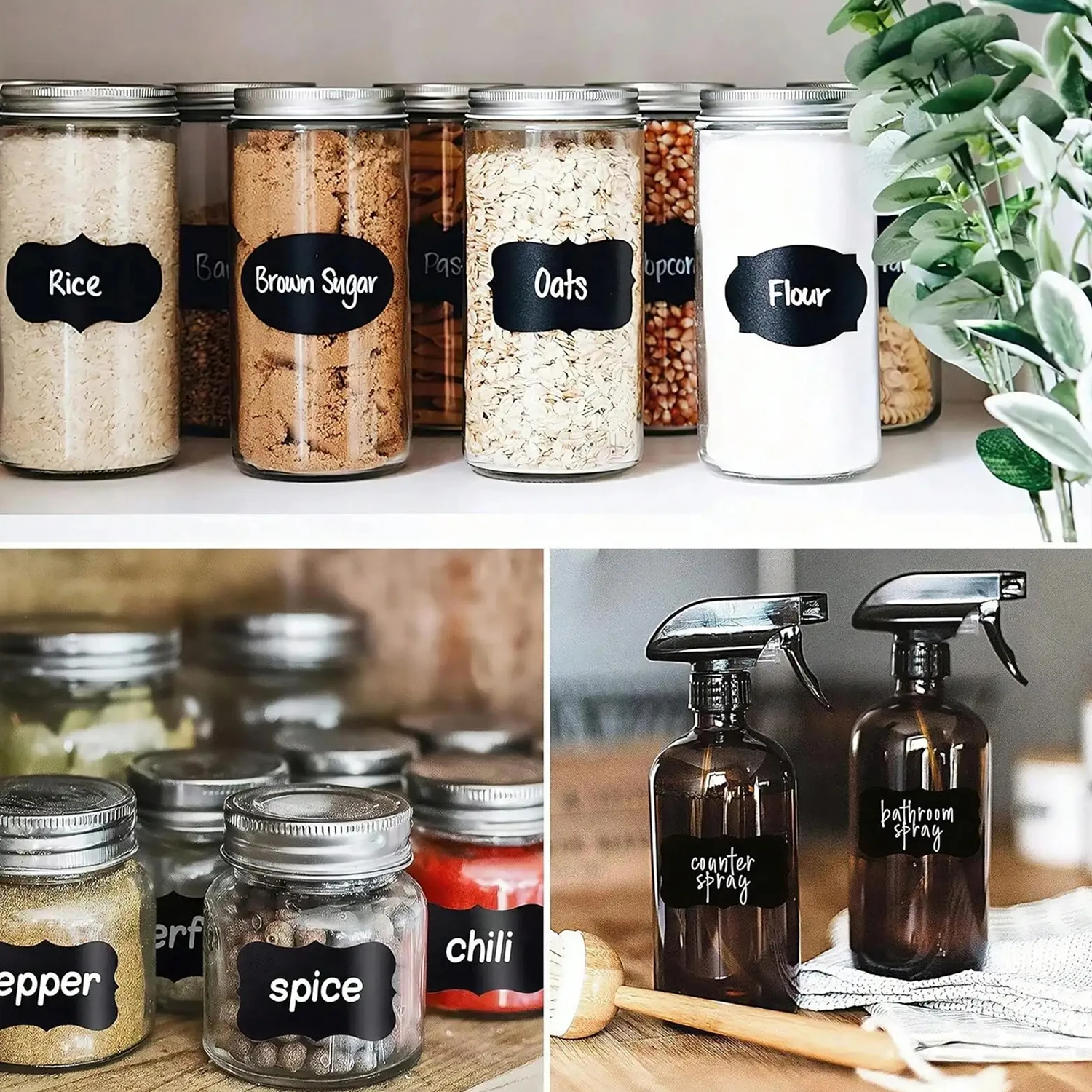 120Pcs/Roll 3 Styles Removable Blackboard Stickers With Erasable Pen Waterproof Chalkboard Labels for Home & Kitchen 1.4*2.2inch