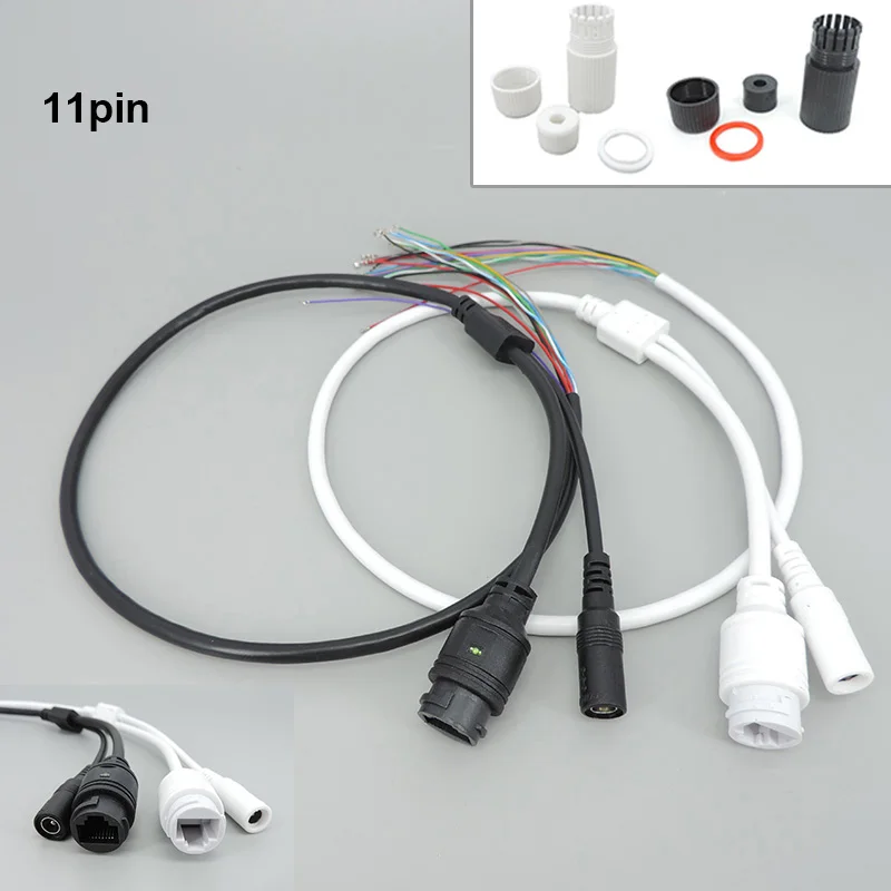 11 core CCTV POE IP network Camera PCB Module video power cable RJ45 DC female connector  waterproof with 4/5(+) 7/8(-) A7