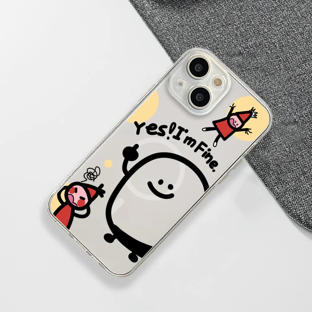 Happy potato man Phone Case For IPhone 15 14 13 12 11 Transparent Magnetic Suction Cover