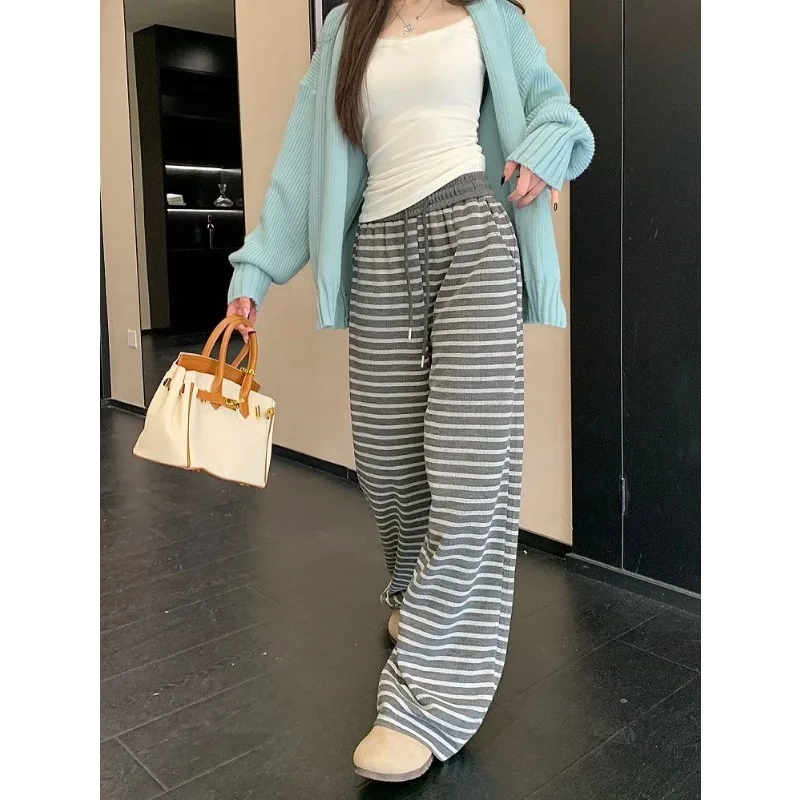 جديد الرباط مخطط ثنى عارضة للنساء في الخريف تنوعا فضفاض التخسيس السراويل واسعة الساق #4