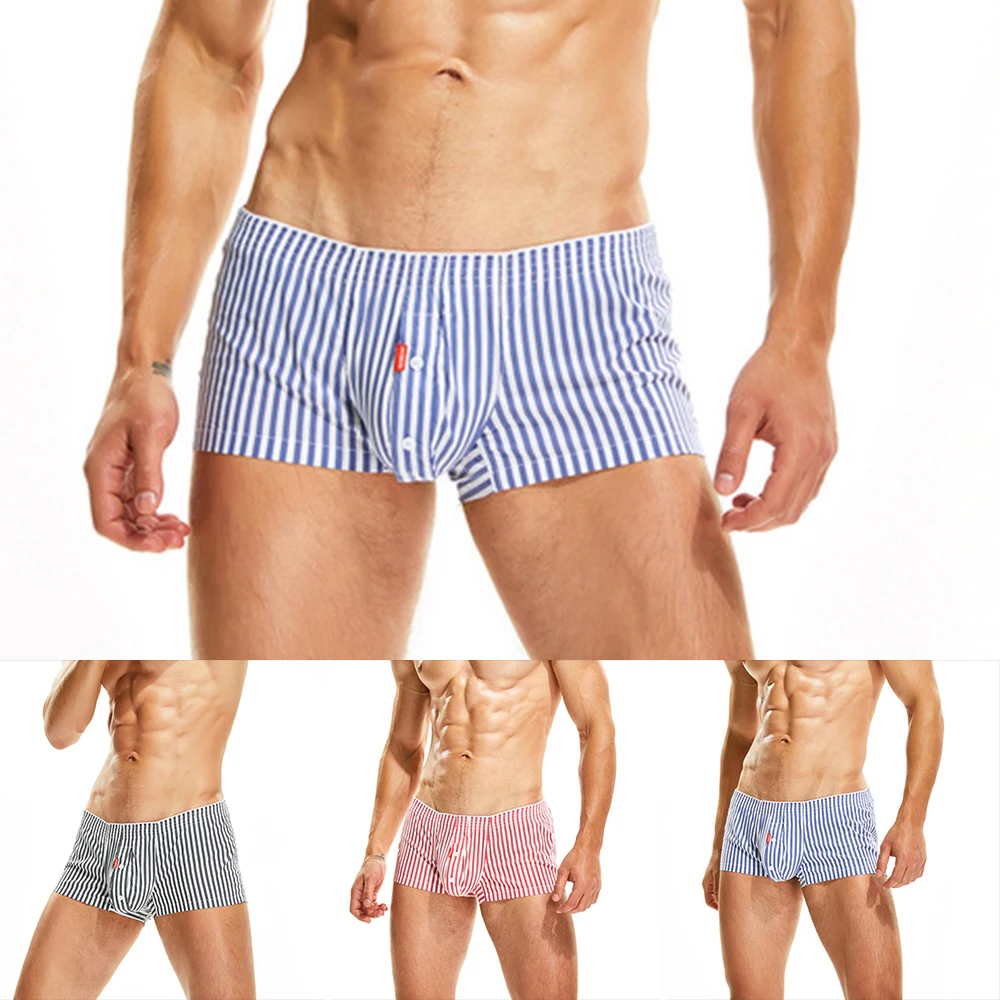 Trunks Underwear Boxers Briefs Casual Cotton Blend Homewear Shorts M-2XL Men 's Clothing Red Blue Black For Men