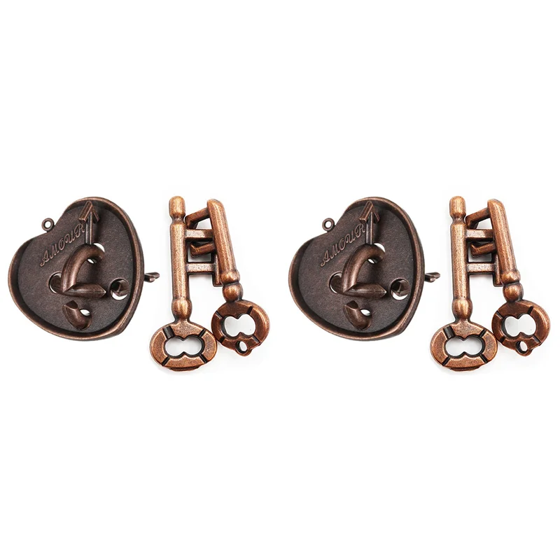 2X Classic Intelligent Lock  Brain Tester Development Alloy Key Ring Puzzle Game Kid IQ Thinking Test Key Puzzle -[A17I]