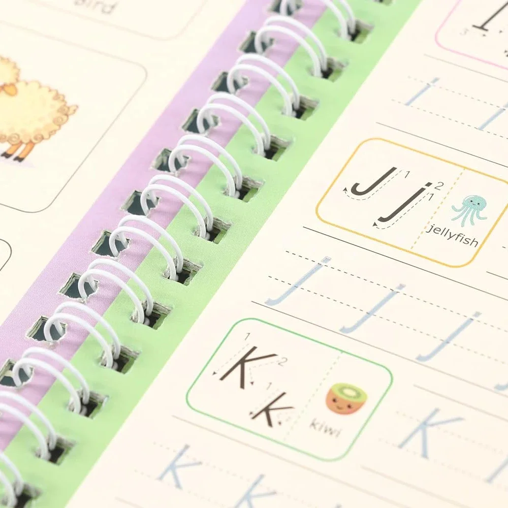 4 libri riutilizzabile Magic Copybook disegno per bambini Montessori Pen Control Training Writing Sticker apprendimento libro educativo