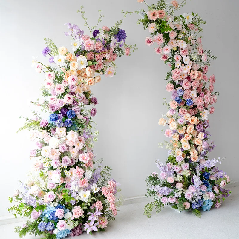 Wedding decoration horn arch floral arrangement, Monet style simple installation window  event ceremony simulation flower