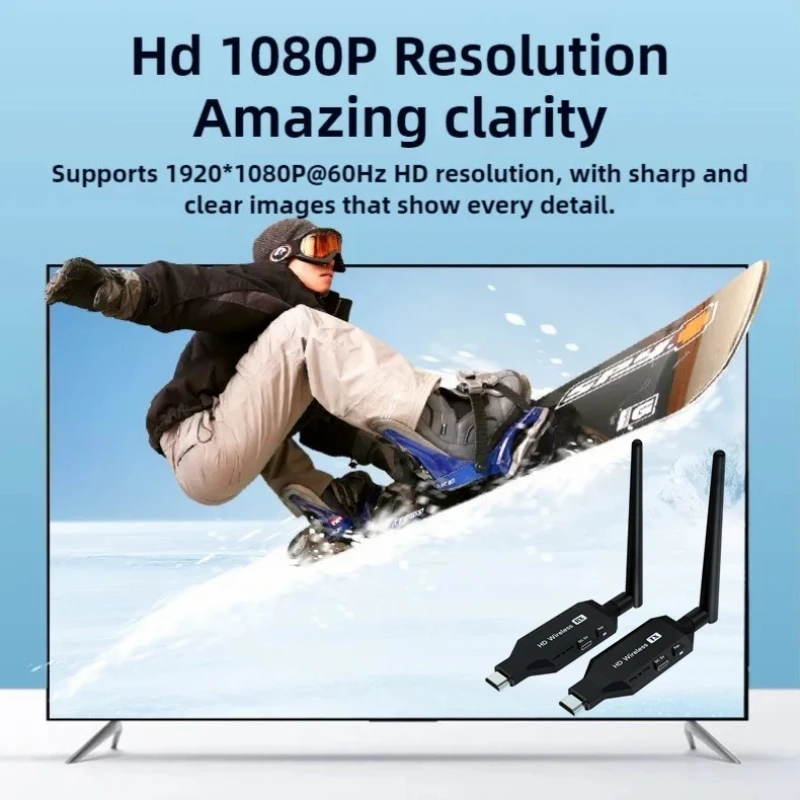 

Беспроводной HD-совместимый удлинитель 50 м, передатчик-приемник видео 1080P, адаптер для совместного использования экрана для камеры, ПК, телевизора, проектора