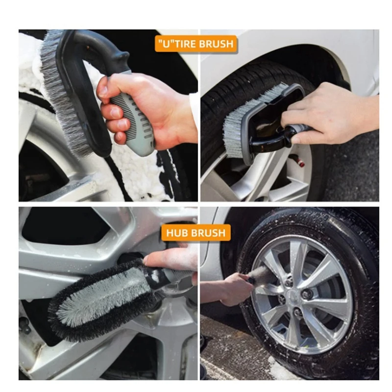 Car Wash Tool Brush Car Tire Brush Hub Brush Densified Large Glove Car Wash Brush Microfiber Towel Car Cleaning 10-Piece Set