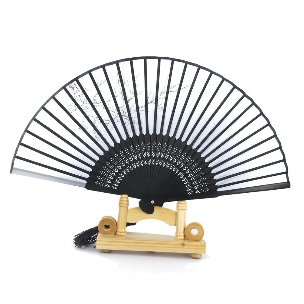 

Vintage Plum Blossom Folding Fan Strong Durable Daily Use Tassel Pendant Perfect for Summer Festivals Garden Weddings Decor