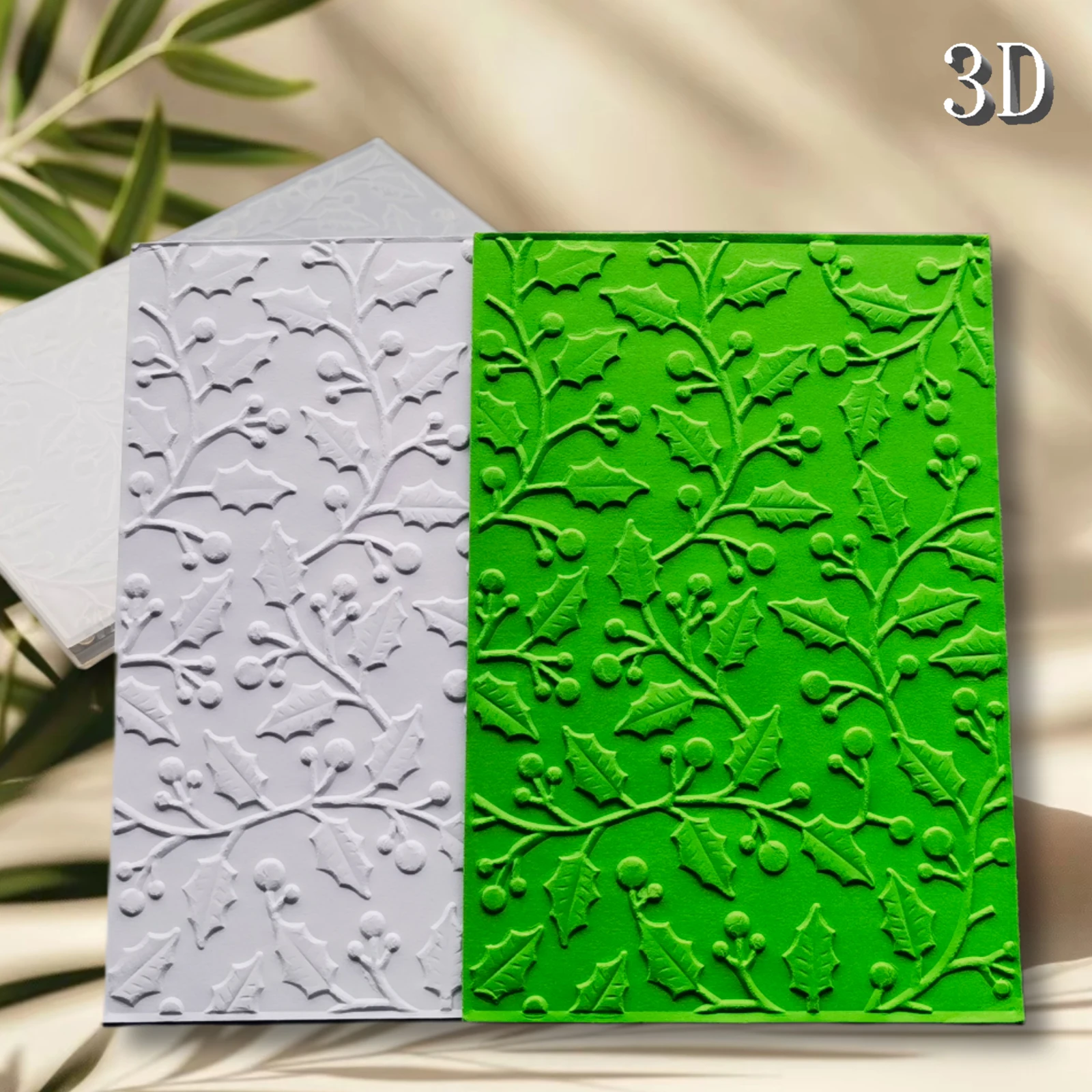 3D-geprägter Stechpalmenblatt-Beerenordner (16 × 11,5 cm) für die Kartenherstellung, Prägemaschinenschablone, Schneiden und Einfügen, Papierhandwerk,