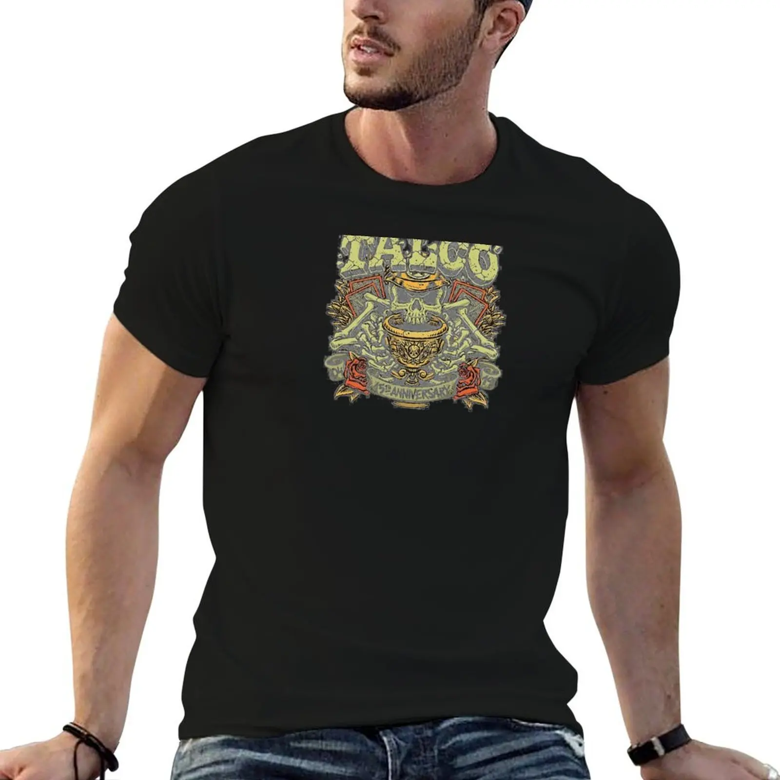 Camiseta del 15º aniversario de Talco, camisetas de algodón 100% para hombre, camisetas gráficas vintage para hombre