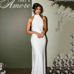 Msikoods Civil Wedding Dresses 2025 Customized Backless Bowknot Mermaid Wedding Gown Long Bridal Party Dress Engagement Gown