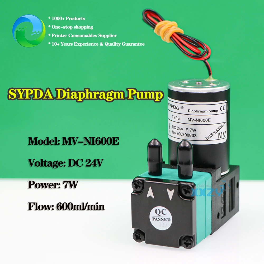 

SYPDA MV-NI600E Diaphragm Pump Brushless Motor 7W for UV Printer Ceramic Machine Ink Pump 24V