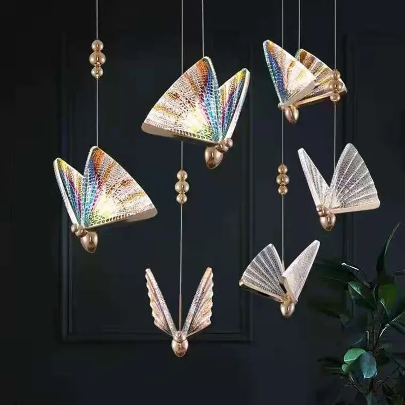 

Butterfly Led Pendant Lights Nordic Hanging Lamp Indoor Lighting for Bedside Living Dining Room Kitchen Pendente Iluminação