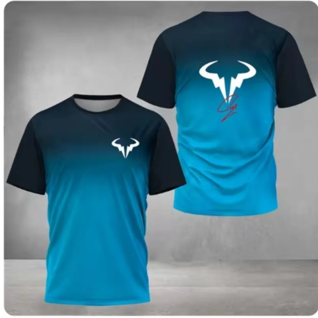 Camiseta de badminton de manga curta masculina, roupa esportiva casual com decote em O, camiseta de tênis ao ar livre, moda verão