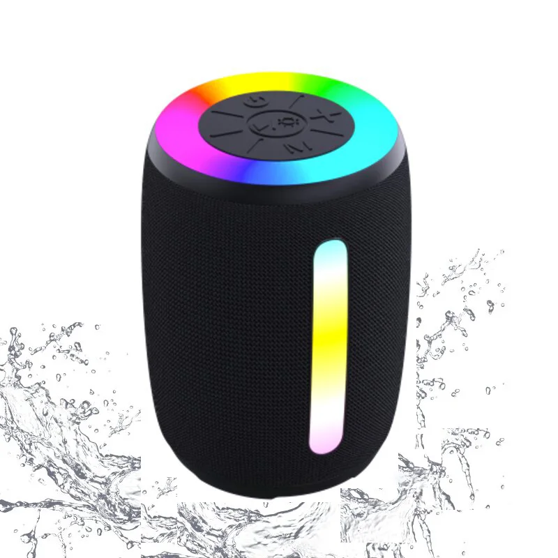 Wireless speaker outdoor, 15 watt stereo, waterproof, TWS pairing, RGB light, MIC, FM radio, portable Bluetooth speaker