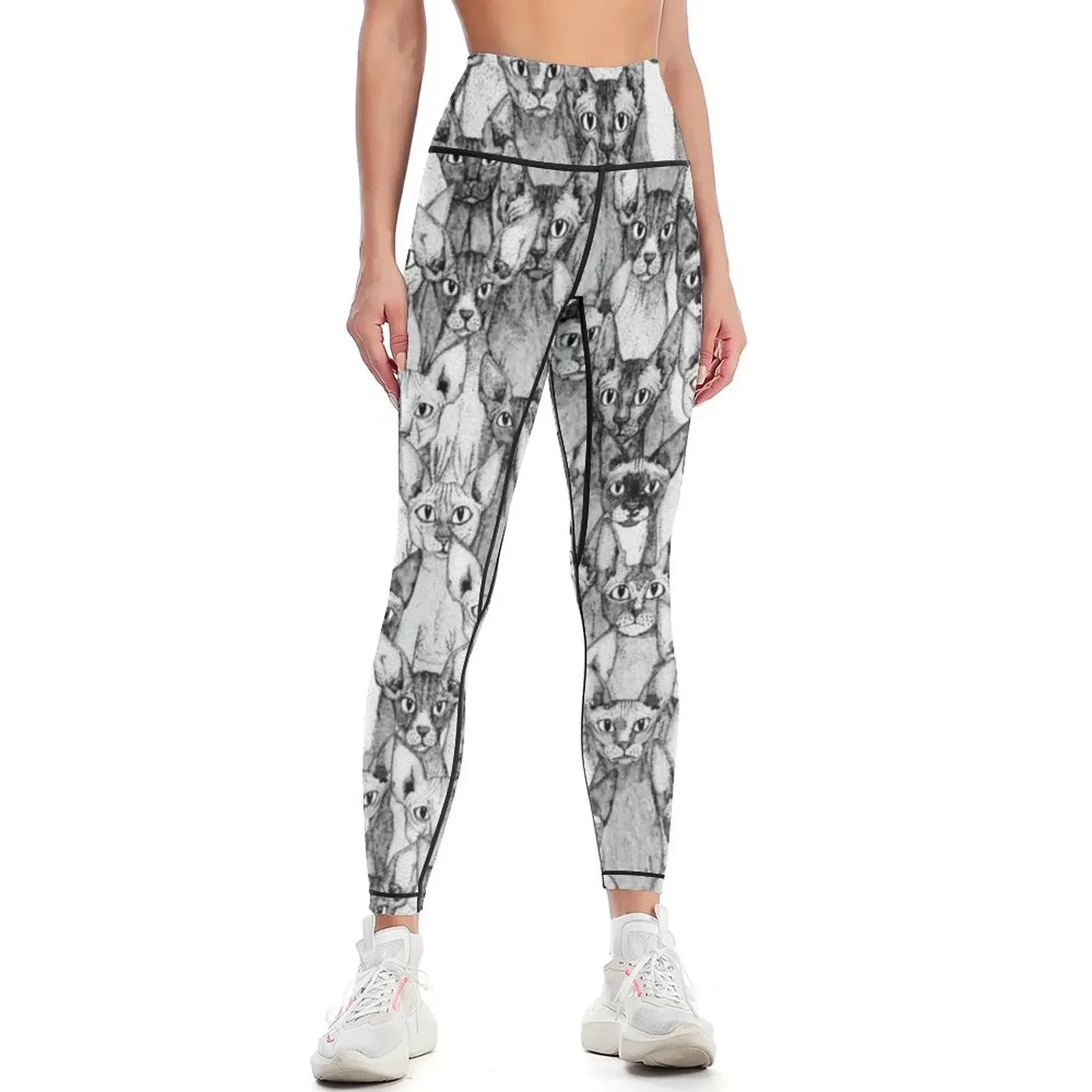 

just sphynx cats black white Leggings Women's pants sportswear gym sports for push up Women's sports pants Womens Leggings