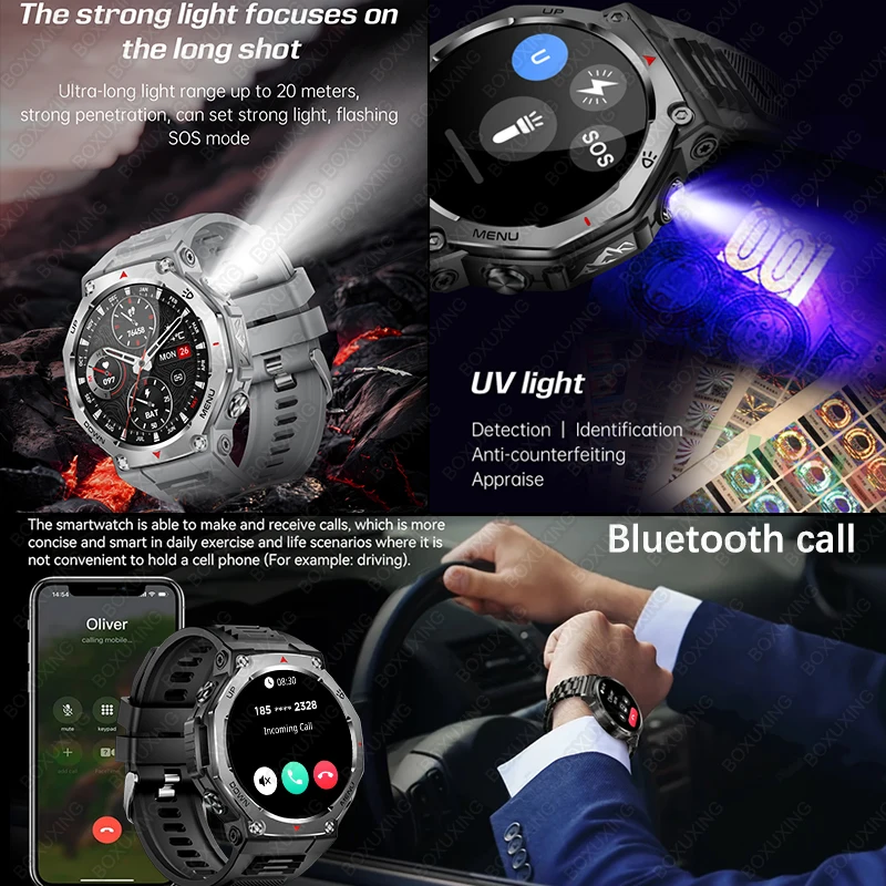 T-Rex 3 GPS Smart Watch 5ATM Waterproof 1.43 inch AMOLED HD Screen BT Call Flashlight Military Sport Smartwatches Men 2025 New image 3