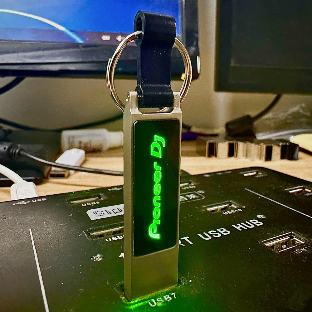 Kostenloses individuelles Pioneer DJ-LOGO, farbiges LED-Licht, Metallstab, USB 2.0-Stick, 128 GB, 64 GB, 32 GB