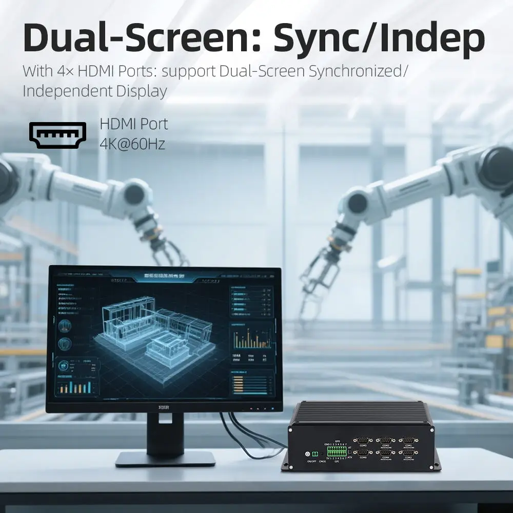 XCY X107 IPC PC industriale 6xCOM RS485/232/422 GPIO 8xUSB 4xHDMI Ingresso DC9V-36V Intel Core 12/13/14a generazione CPU Win10/11 Linux