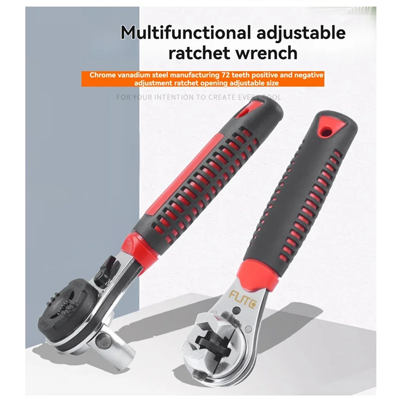 

A15F-FUTE Многофункциональный ключ с трещоткой, регулируемый универсальный ключ, динамометрический гаечный ключ, сантехническая труба, авто многофункциональный инструмент, инструмент для ремонта
