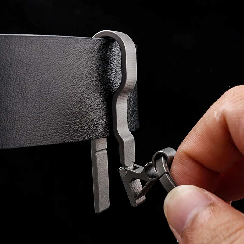 Titanium Belt Buckle Titanium Waist Clip Keychain Accessories Key Ring Holder Outdoor Portable Tools-A73M view 3
