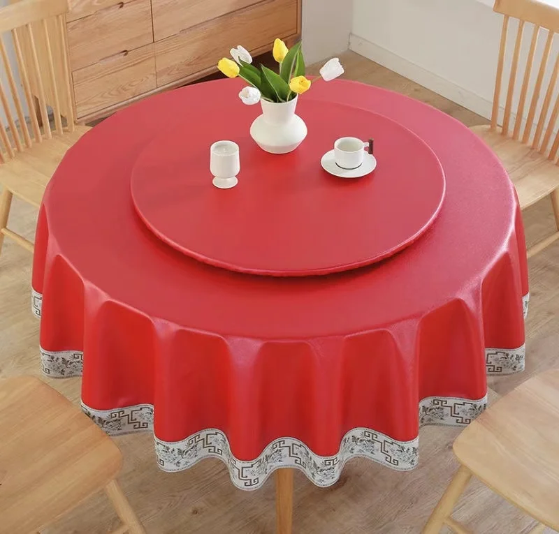 2024 New Chinese round tablecloth waterproof and oil-proof washable and anti-scalding cloth high-end tablecloth home