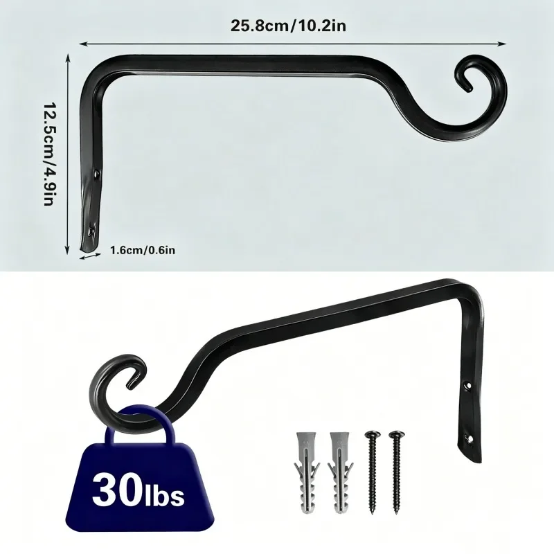 Metal Plant Pot Hanger Wall Hook, Flower Basket Hanging Bracket Flowerpot Holder for Outdoor Garden Balcony Decor