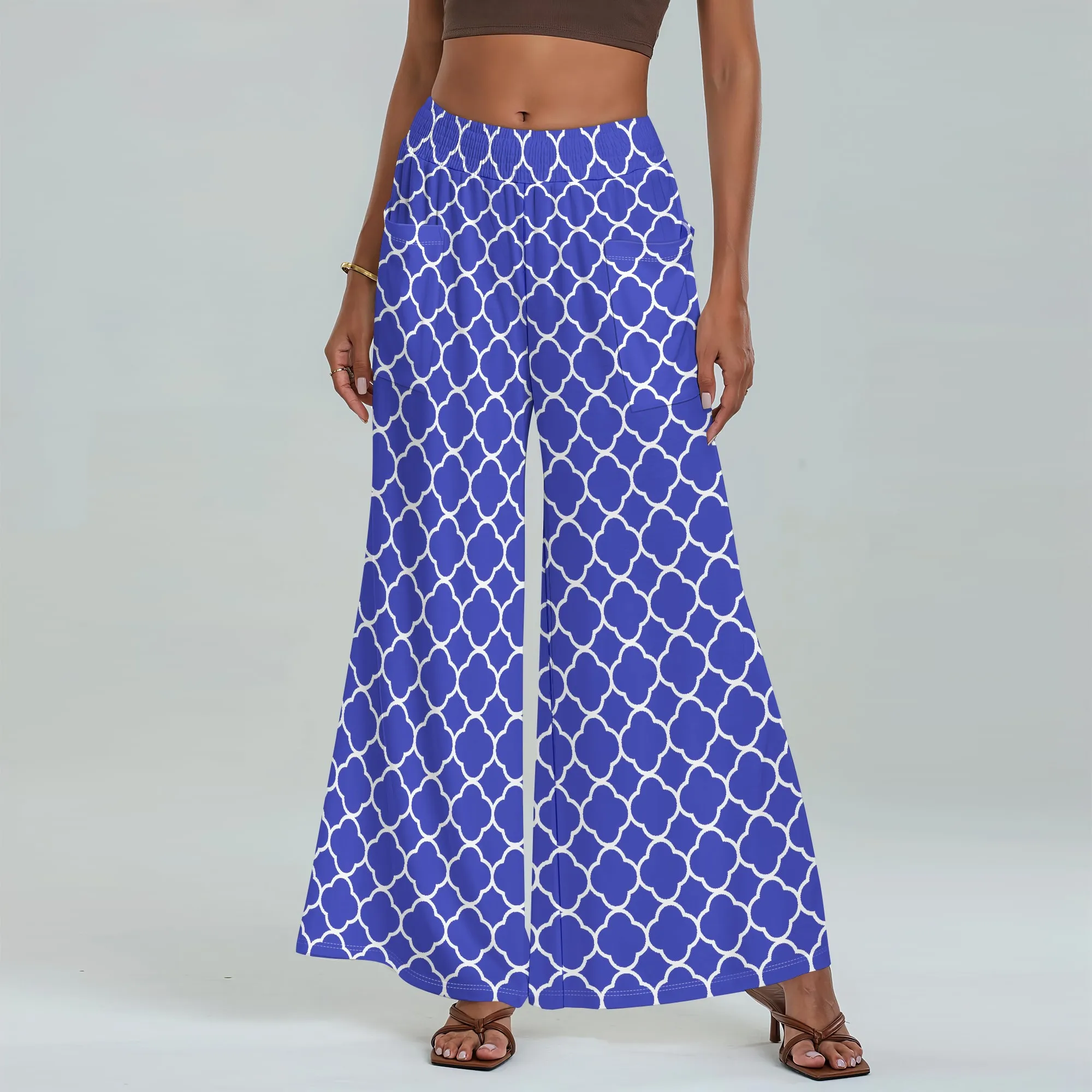 

Women's Wide Leg Pants with Pockets All Seasons Casual Comfort Geometric Pattern for Street Party Urban Festival