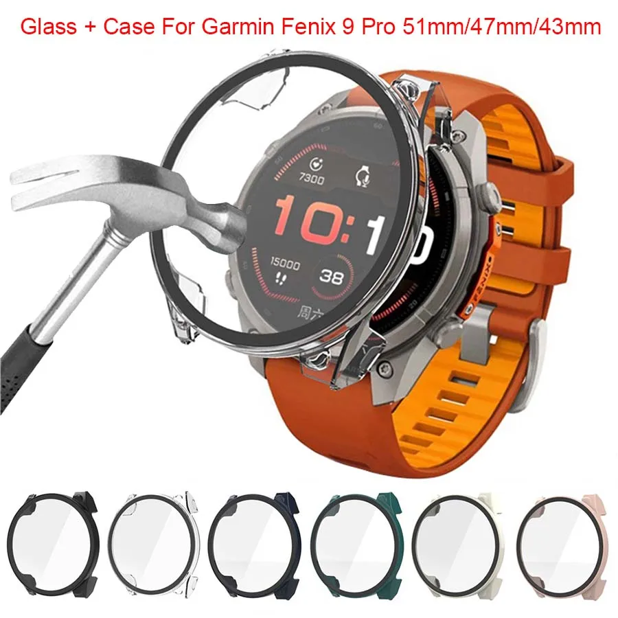 Ochronna obudowa do Garmin Fenix 9 Pro AMOLED, modele 51 mm, 47 mm i 43 mm, wraz z ramką ochronną i szkłem hartowanym – folia ochronna na ekran do Garmin Fenix 9 Pro.