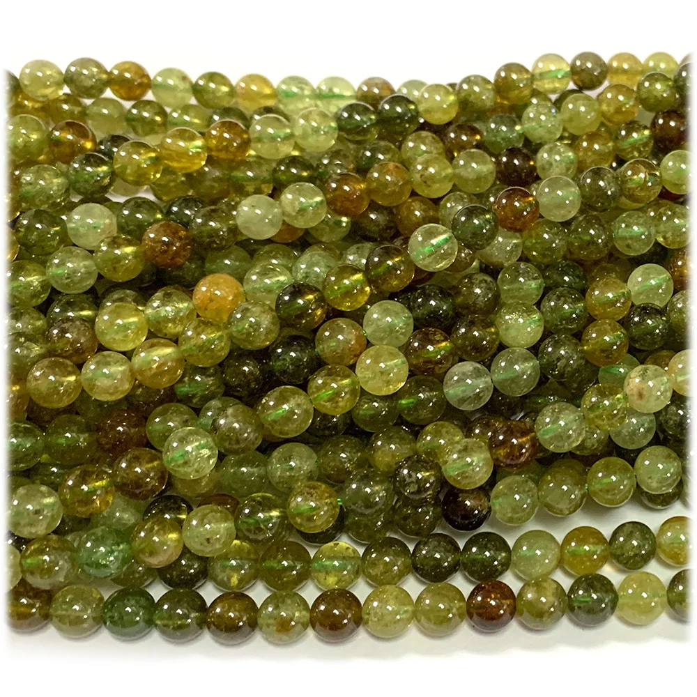 Veemake Natural Tsavorite Green Garnet Round Loose Stone Beads For Jewelry Making 08290