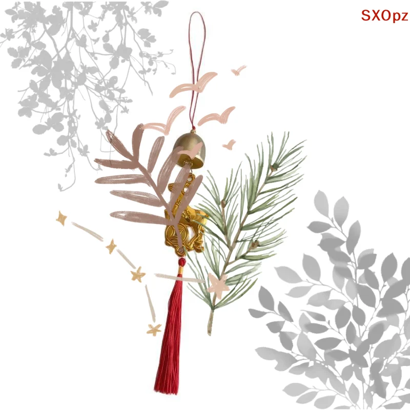 Golden Goat Year Bell Hanging Ornament Lucky Good Fortune: Red Tassel Spring Festival Home Decoration