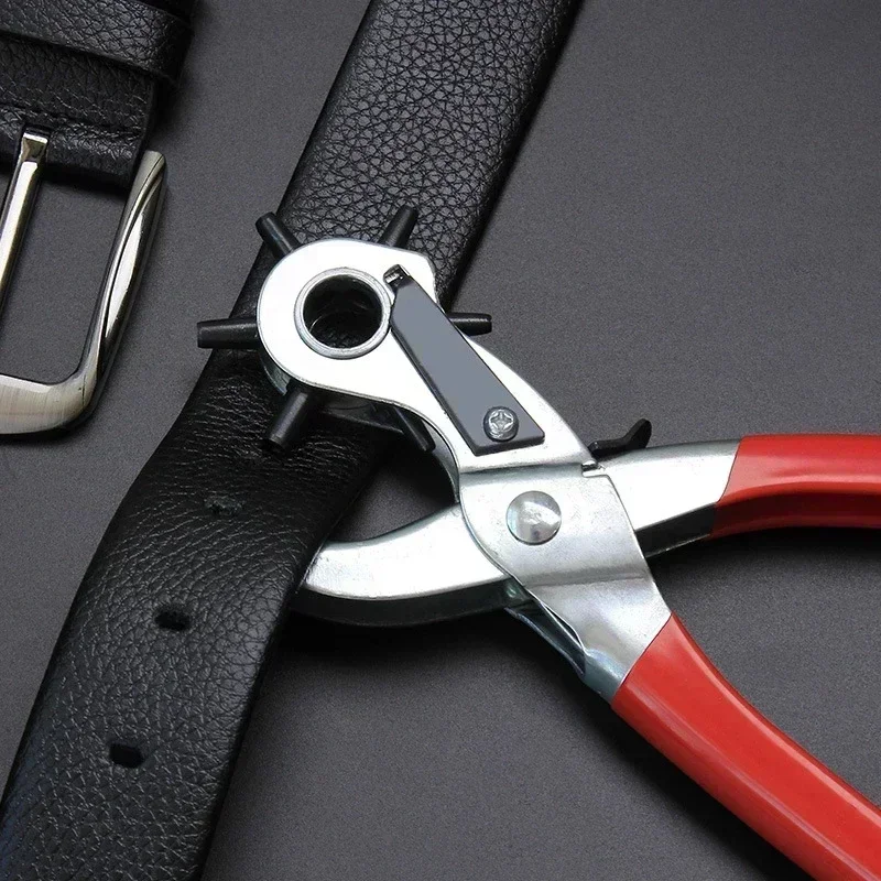 Leather Punching Machine Comes with 6 Round Nails A Household Multifunctional Bag Belt Plastic Hole Opening Labor-saving Pliers