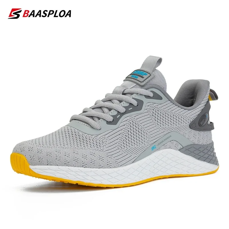 

Baasploa Sneakers New Fashion Men Sneakers Breathable Walking Shoes Comfortable Anti-Slip Shock-Absorbing Knit Male Sport Shoes