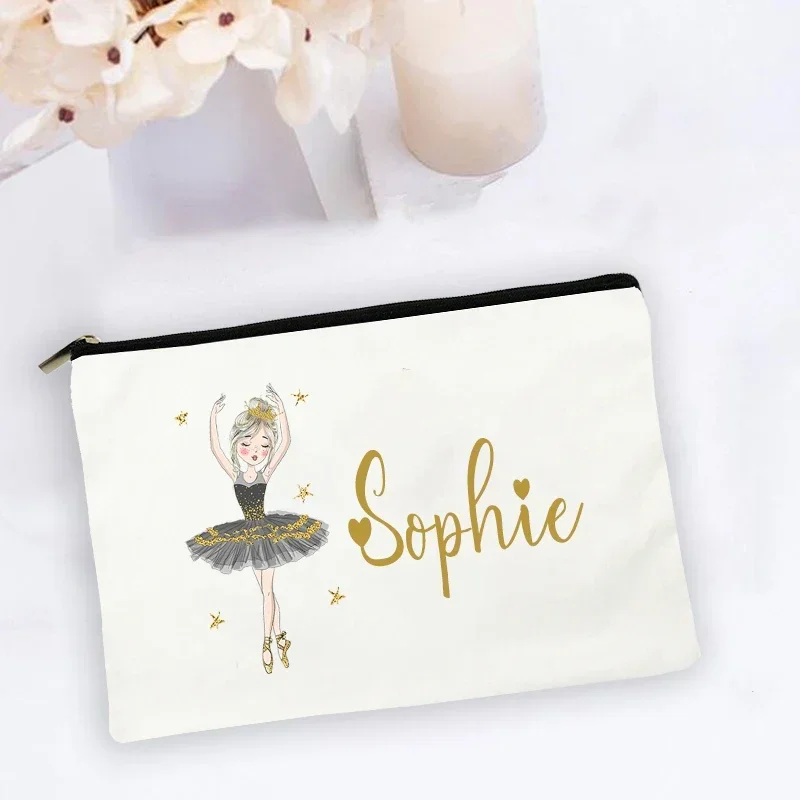 Saco de maquiagem personalizado para meninas de balé Organizador de bolsa Estética Sacos De Armazenamento De Viagem Melhor Presente para Dance Girl Embreagem de Viagem Portátil