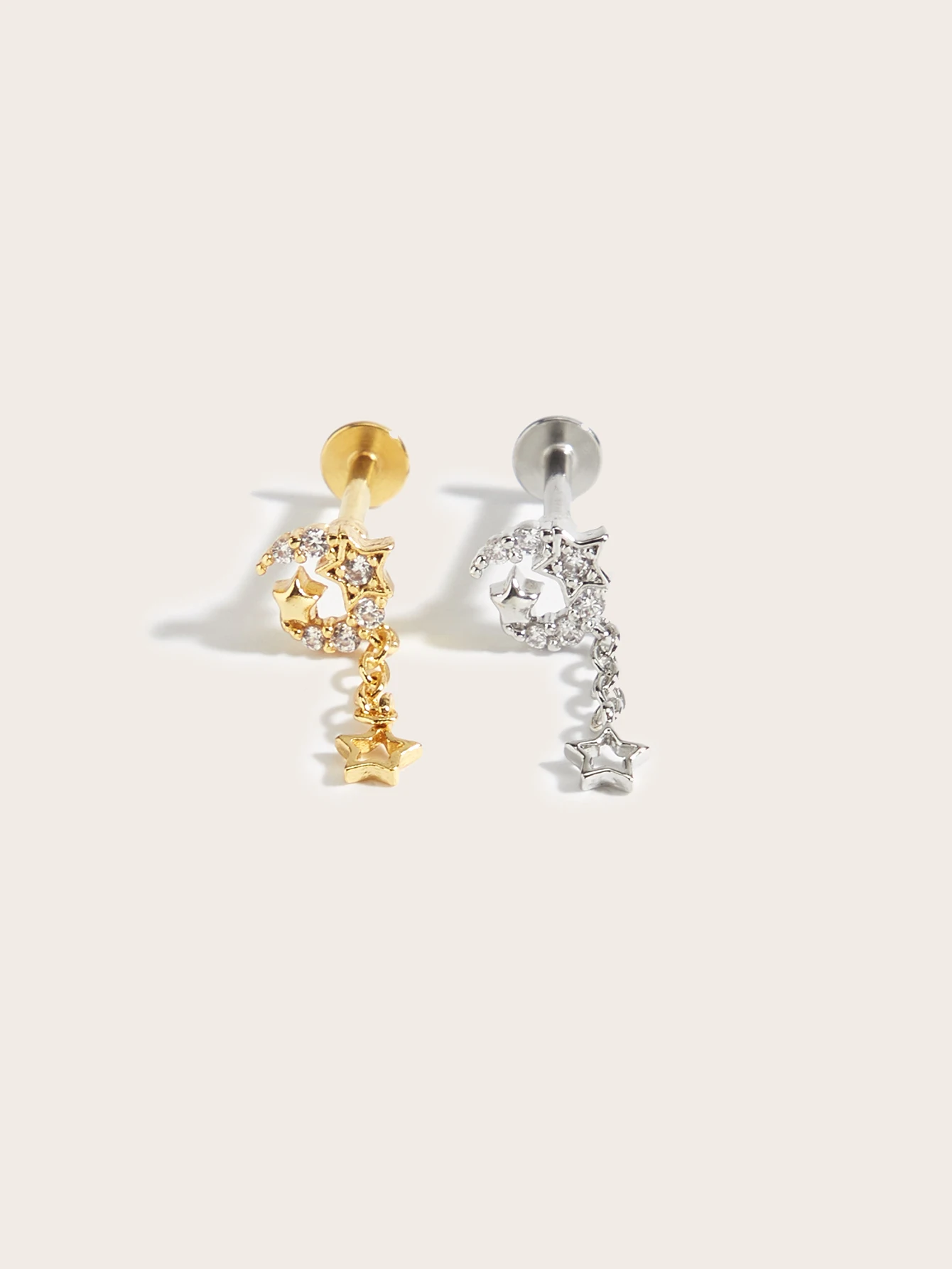 Sparkle Studs Stainless Steel Diamond Octagram Earring, Simple and Versatile  Two sizes for women 1pce