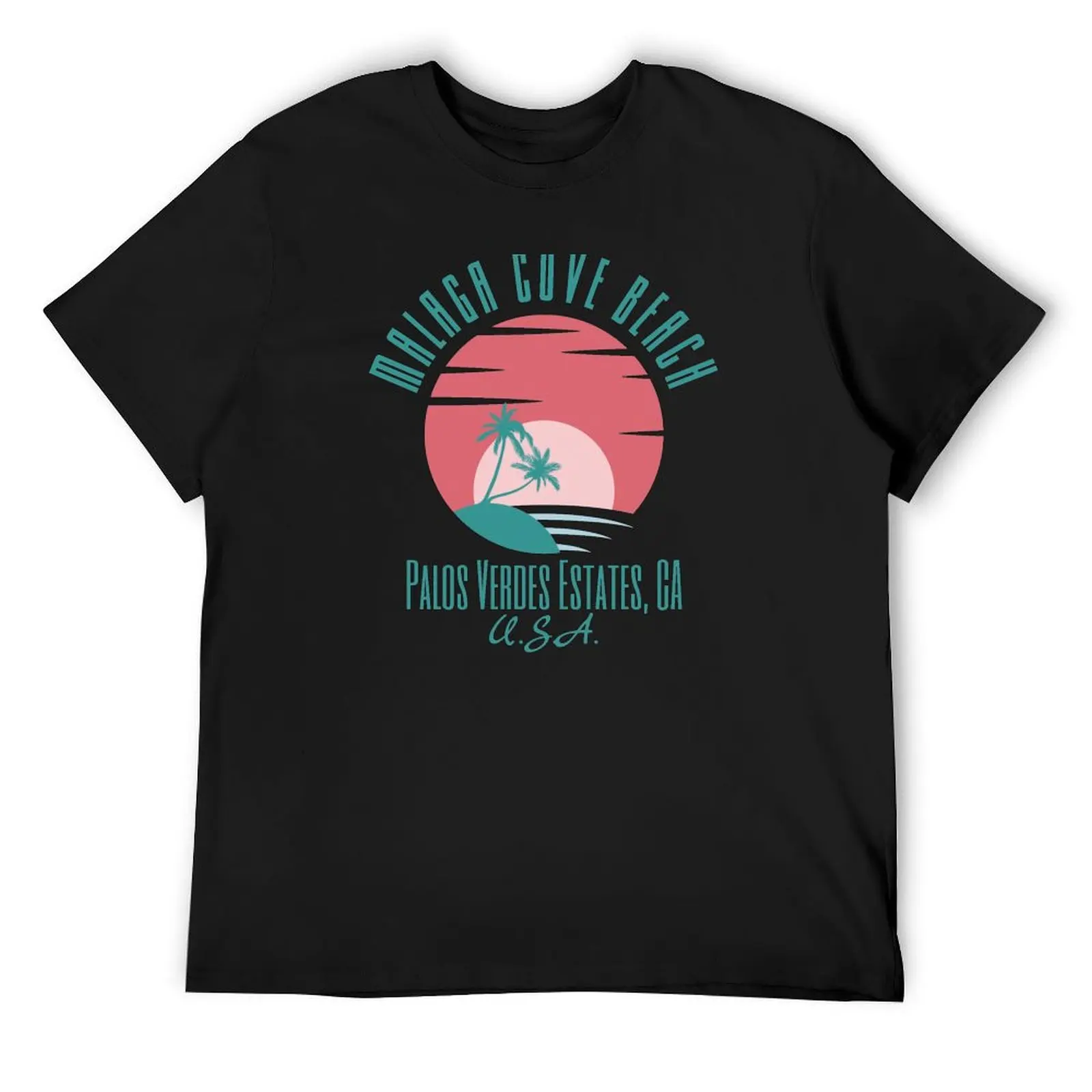 Retro Eighties Malaga Cove Beach Palos Verdes Estates California U.S.A.- Pastel Green Text T-Shirt