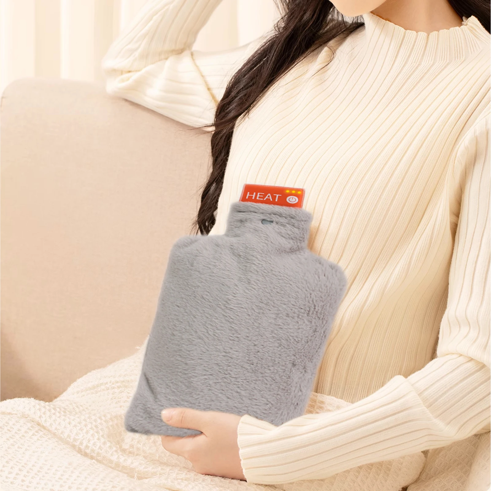 2025 New Woven Mark USB Heated Pillow Warm Hands Electric Pillow Office Cushion Electric Warm Water Bottle