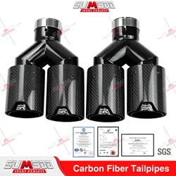 Genuine SUMSOO Dual Carbon Fiber + Stainless Steel Universal FOR Carbon Fiber Exhaust Tips End Pipes Muffler Tips