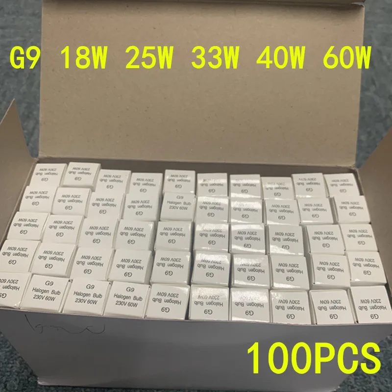 5/10/50/100PCS G9 230V 18/25/33/40/60W LED Lamp Bulbs Halogen Capsule Inserted Beads Crystal Design Light Bulbs Individual Pack