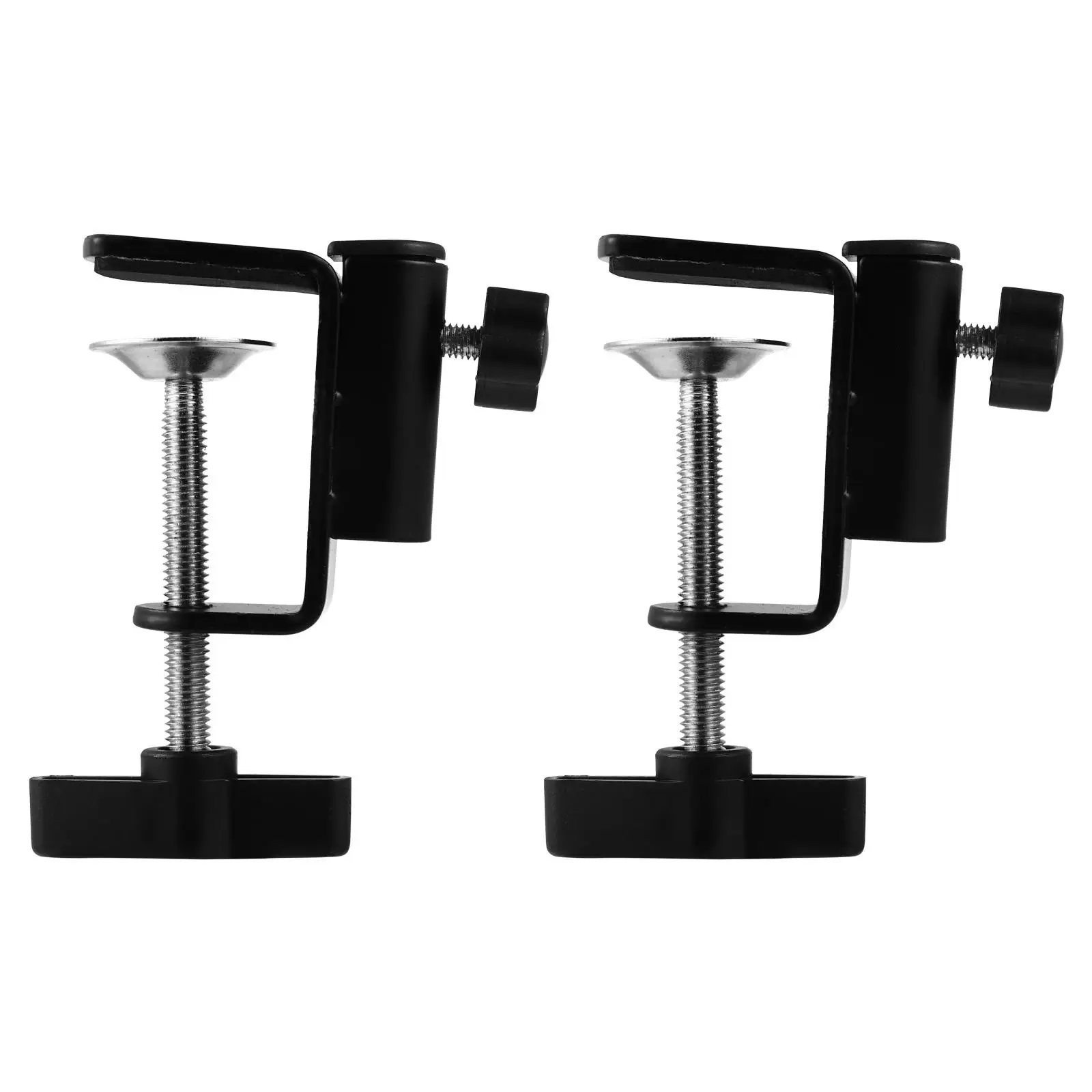 

2 Pcs Metal Base Microphone Stand Mount Clamp Desk Table Holder Bracket C Shaped Heavy Duty Mic MountBracket Protective Screw