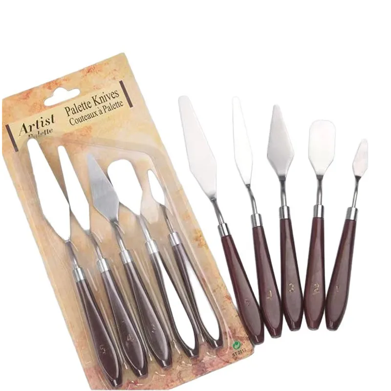 5Pcs/Bag Oil Painting Scraper Palette Knife Art Supplies Watercolors Fine Acrylic Gouache Paint Spatula Pick Color Mixing Tools